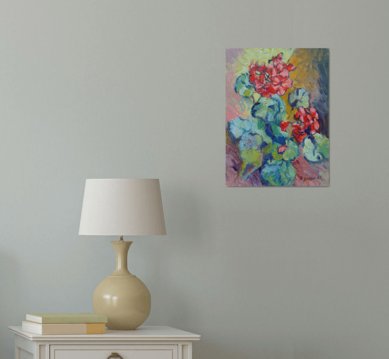 Red geranium flowers