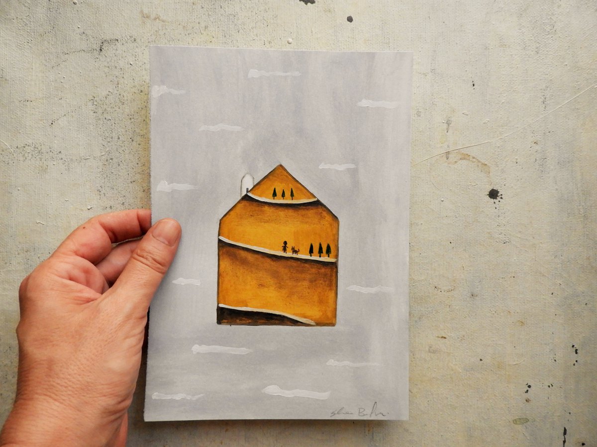 The houses - oil on paper by Silvia Beneforti
