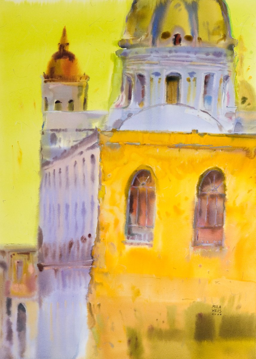 Impressionistic Cityscapes Watercolour By Mila Weis, 22 X 30", Cartagena, Original Artwork
