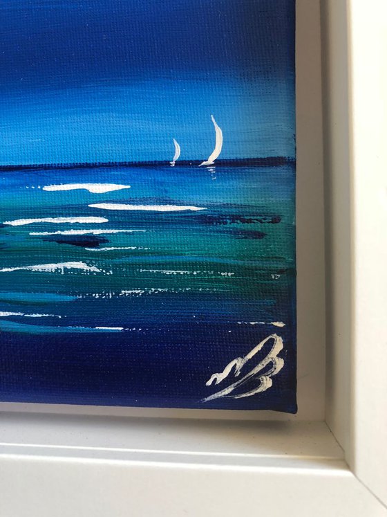 Study in blue. Sailing by the full moon