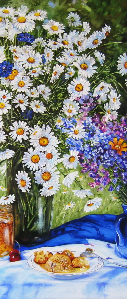 Wildflowers and Daisies in Summer Garden by Natalia Shaykina