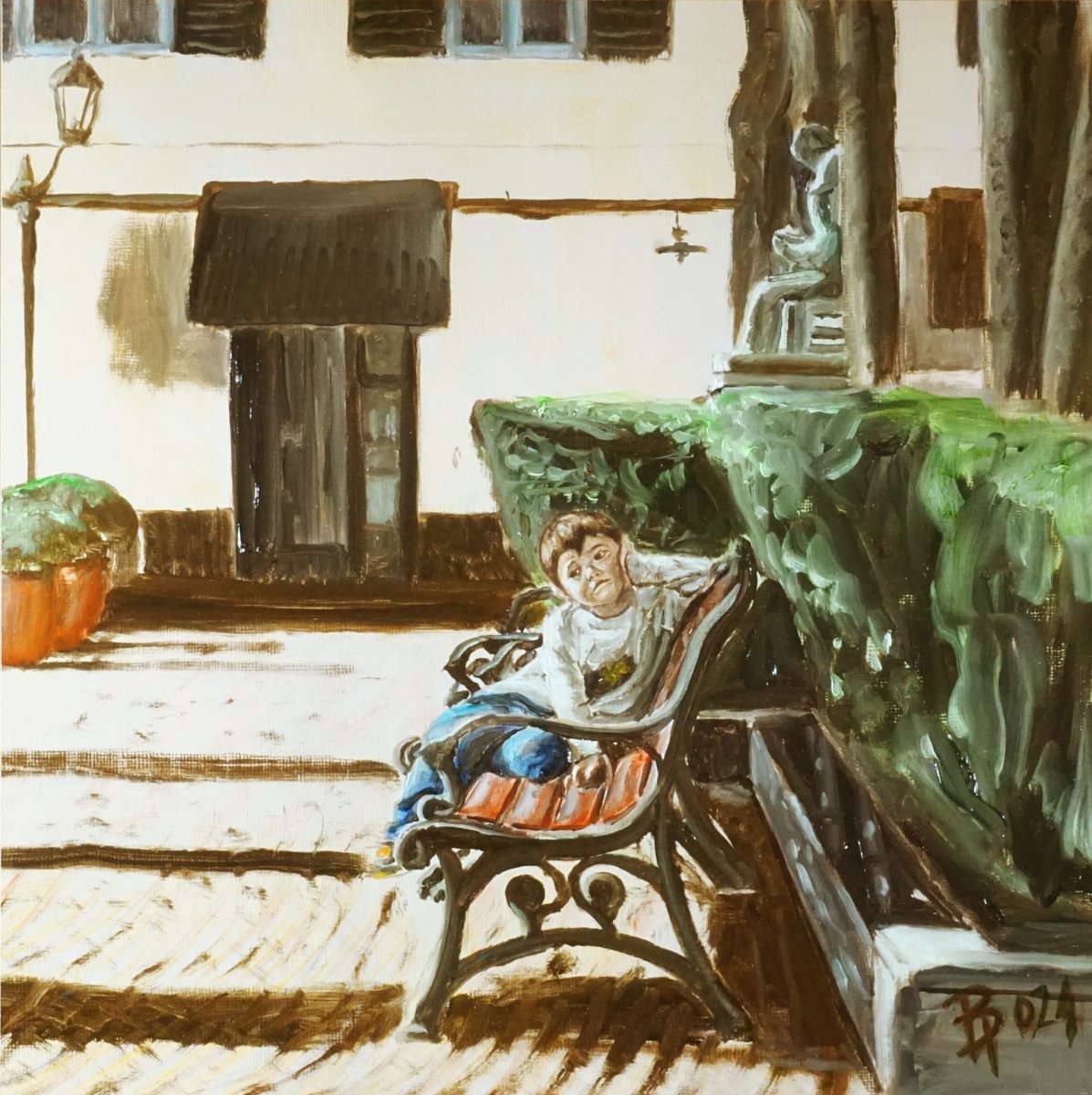 Expressive Portrait Oil Painting By Paolo Borile, 11 X 11", Dream #8, Original Artwork