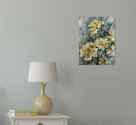 Yellow roses. one of a kind, original artwork, handmade art.