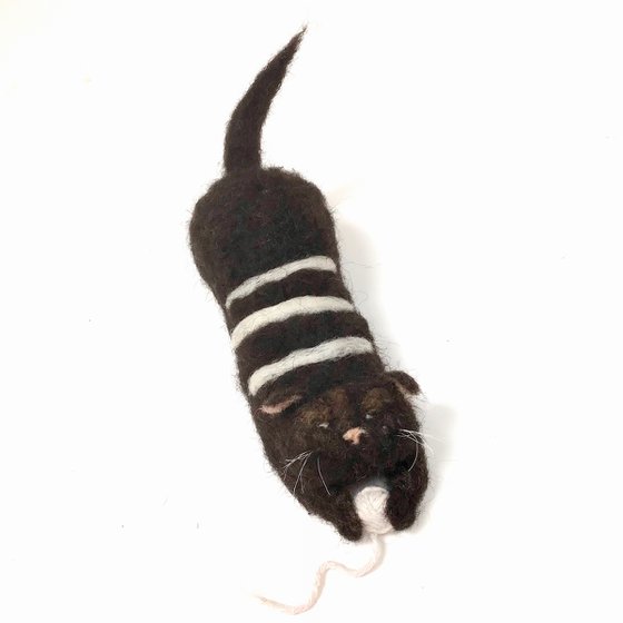 Cat with a ball, felted wool