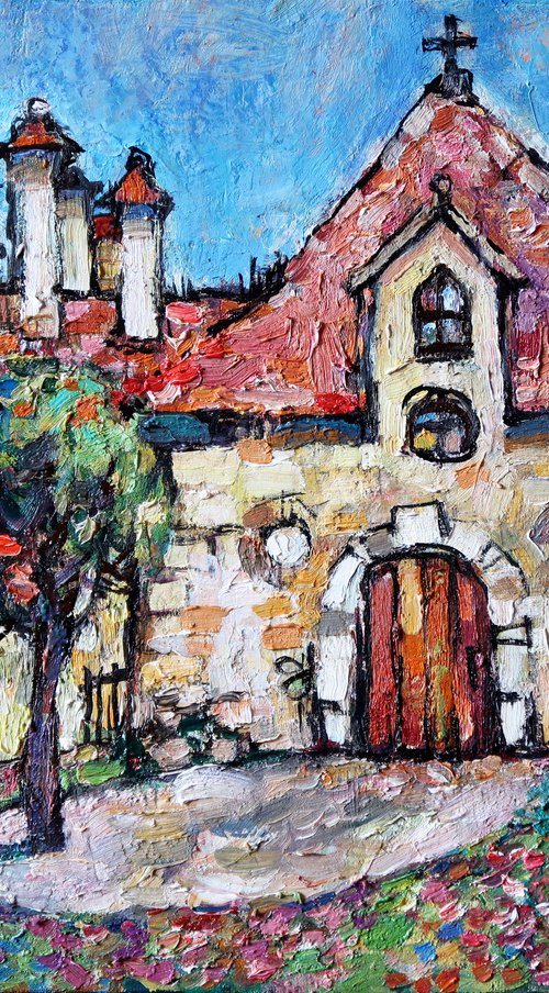 Old church and margarites. by Nikifor Swiristuhin