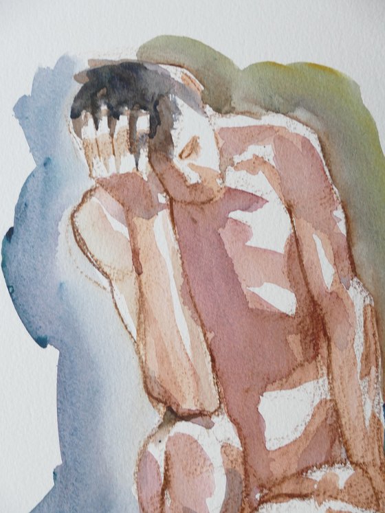 Seated male nude