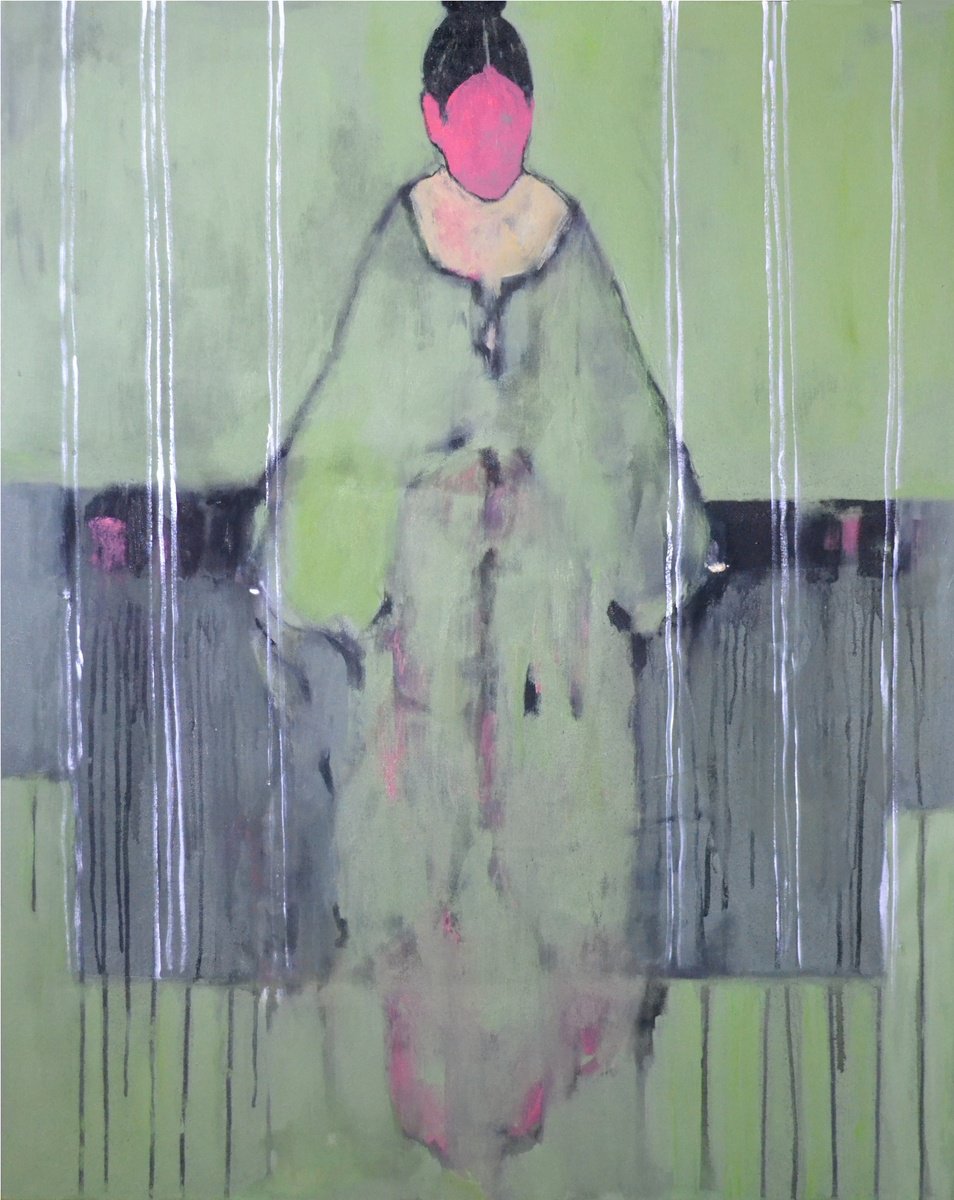 Abstract Painting By Gela Mikava, 31 X 39, The Alienatino Series, Original Artwork