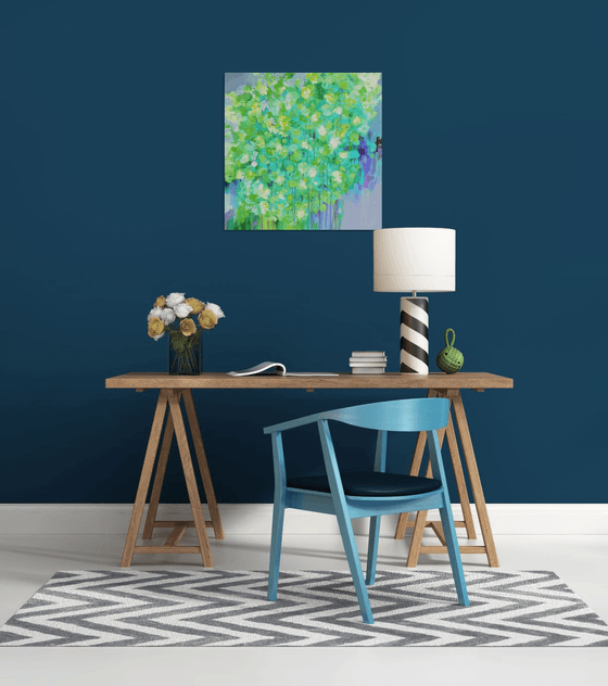 Spring flowers (textured abstract flower painting - ready to hang)