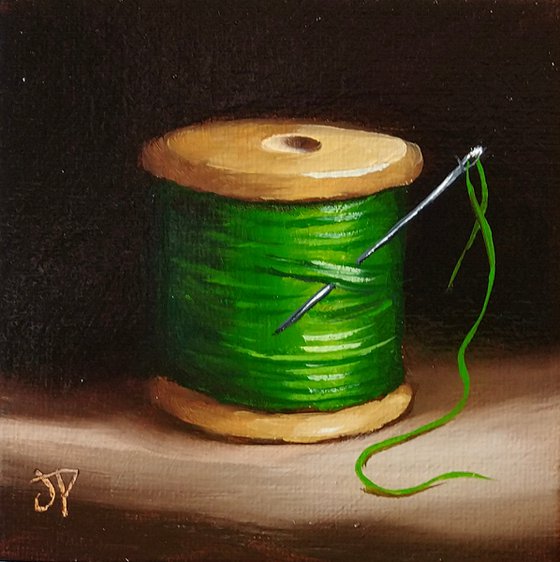 Little green cotton reel #2 still life