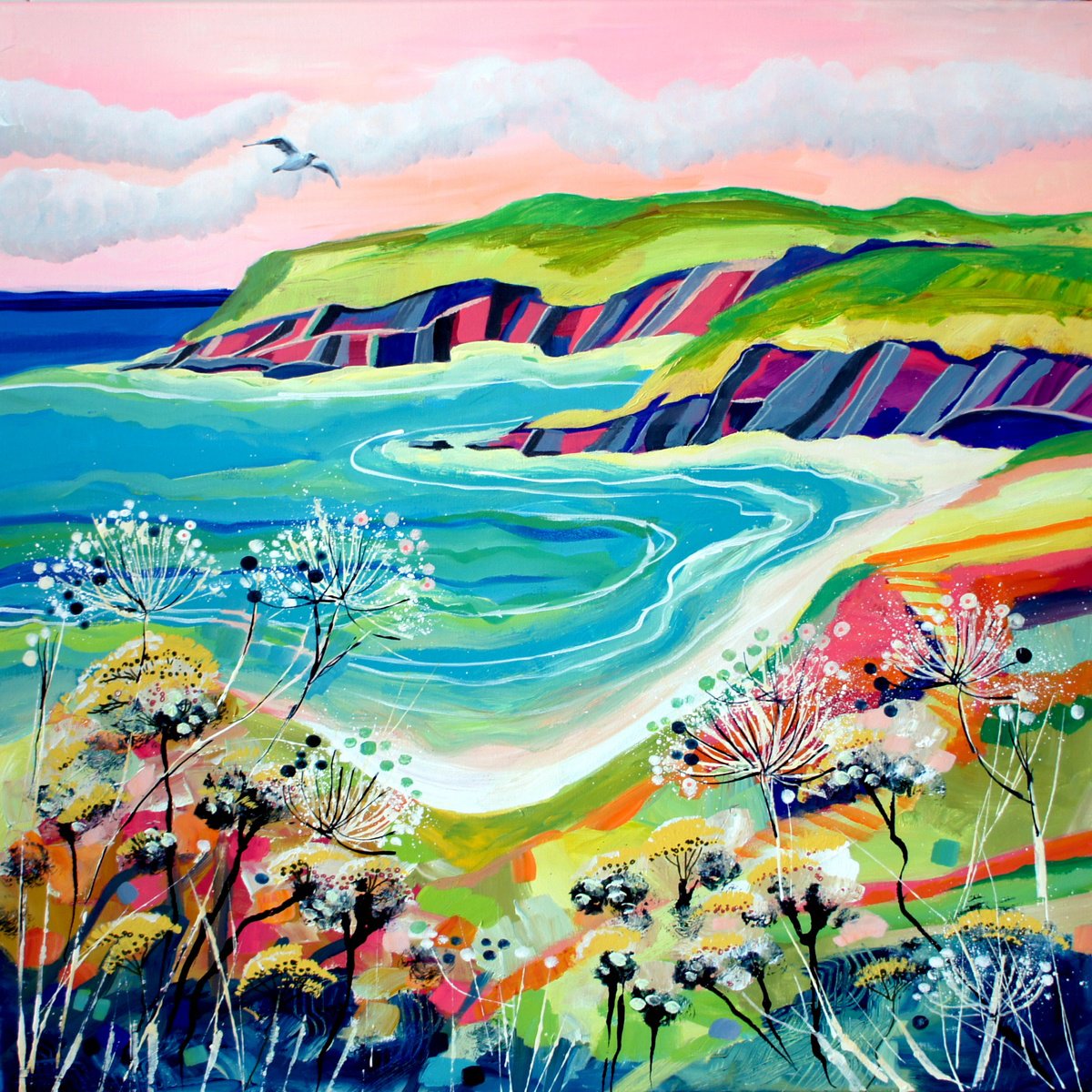 Flight Over Lantic Bay By Julia Rigby, 33 X 33, Artwork For Sale On Artfinder