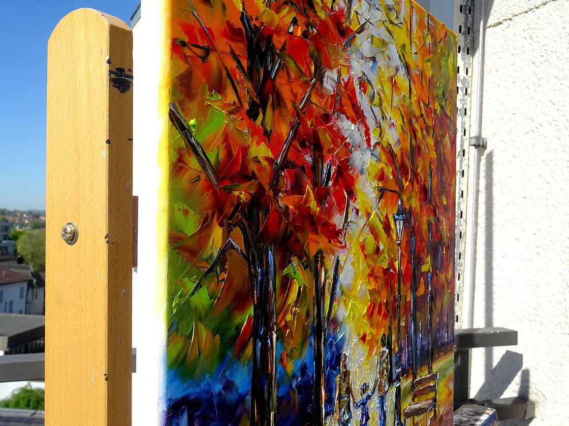 Original Oil Painting - Autumn Joy by Mirek Kuzniar