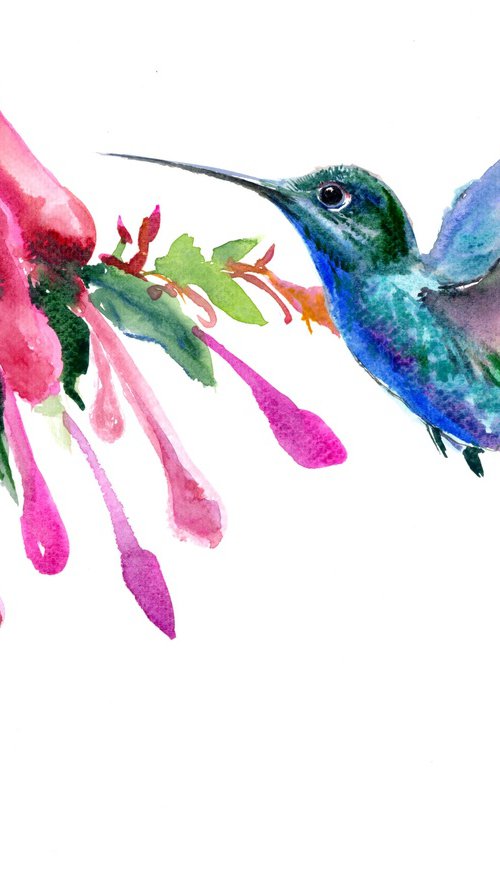 HUmmingbird and Flowers by Suren Nersisyan