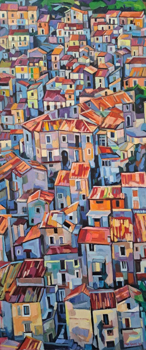 Roofs, 2023, 60 x130 cm by Maja Đokić Mihajlović