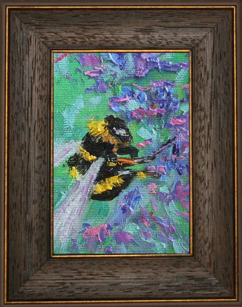 BUMBLEBEE 08... framed / FROM MY SERIES "MINI PICTURE" / ORIGINAL PAINTING by Salana Art Gallery