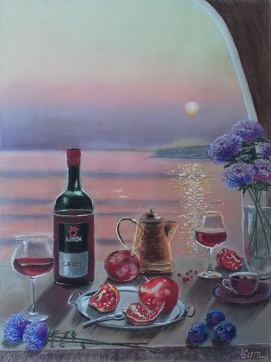 Sunset still life by the sea by Liubov Samoilova