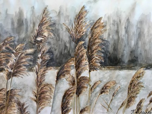 Grey Winter and Reed by Ksenia Lutsenko