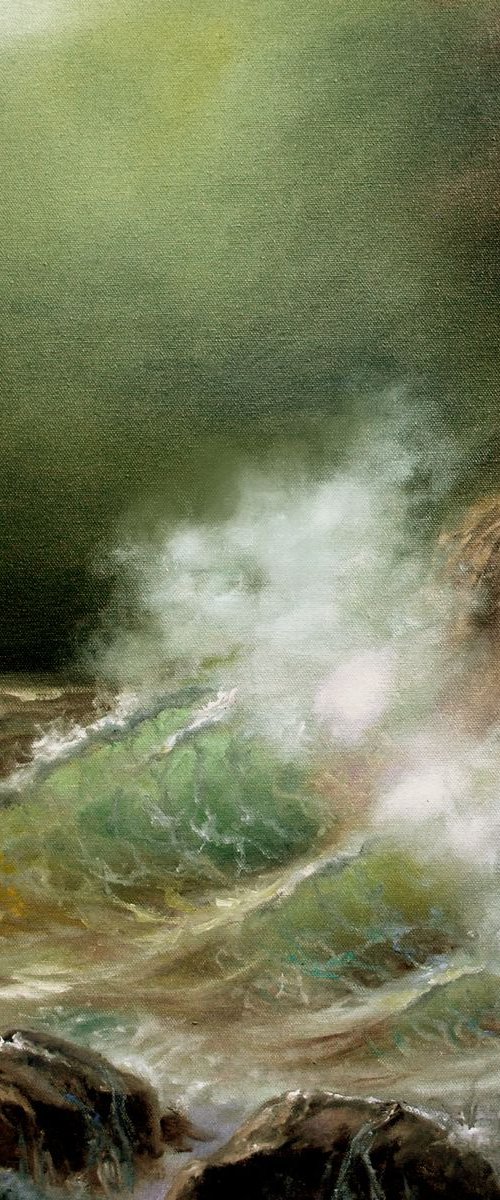 Wet rocks 24x24 in by Vishalandra Dakur