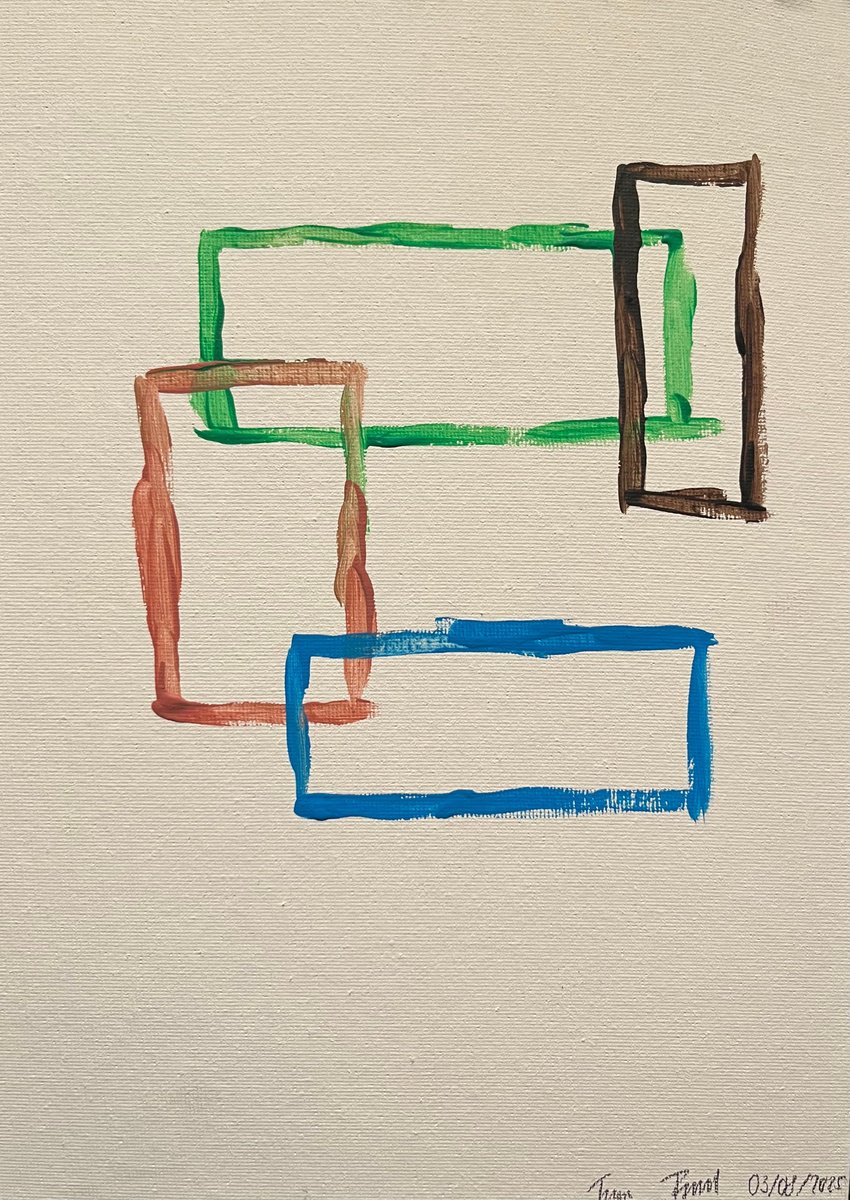 Geometric Abstract Acrylic Painting By Franz Friedel, 8 X 12, Boundaries Ii, Original Artwork