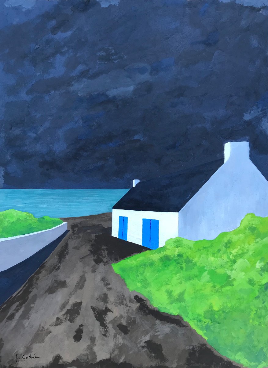 Landscape Painting By Cadiou Frederic, 13 X 17, The Clearing, Original Artwork