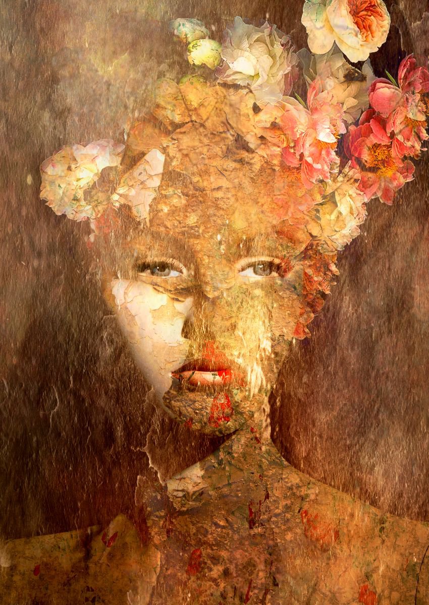 Illustrative Portrait Photograph By Srdjan Jevtic, 33 X 47", Bouquet, Original Artwork