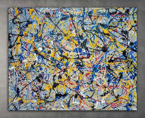 - Sperto N-7 - (W)120x(H)96 cm. Style of JACKSON POLLOCK. Abstract Expressionism Painting