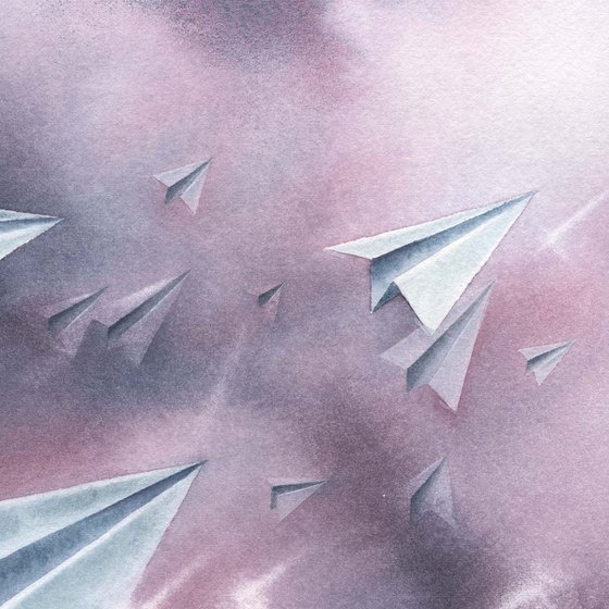 Promises III - Paper Plane Watercolor