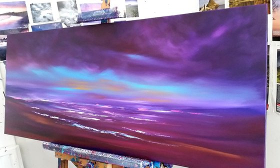 Aqua Twilight  (Large Panoramic, XL, 120x50cm, seascape)