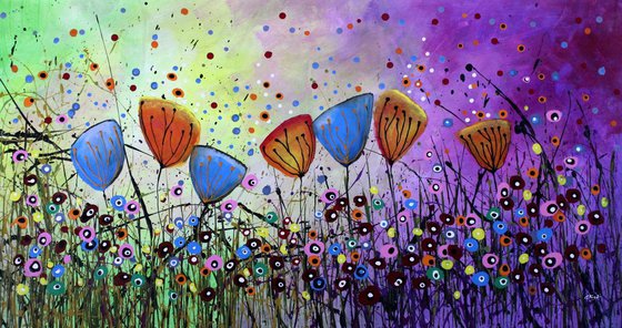 Young Folks #5 - Large original abstract floral painting