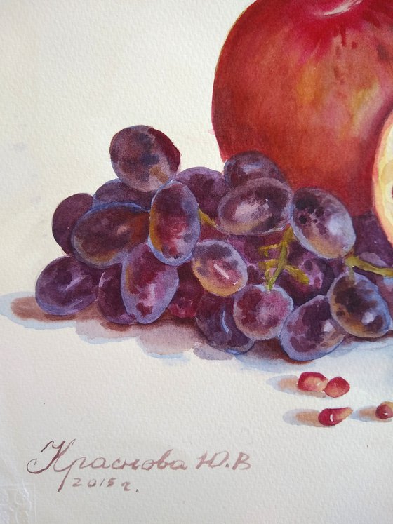 Pomegranates and grapes