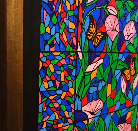 Joyful Place, stained glass painting