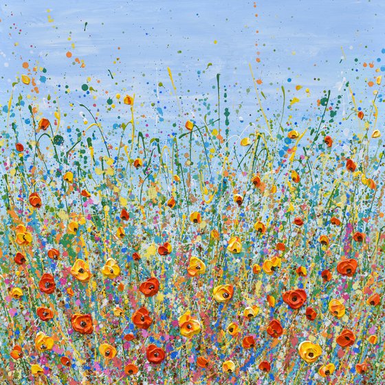 Summer Joy - Wildflower meadow painting, palette knife art
