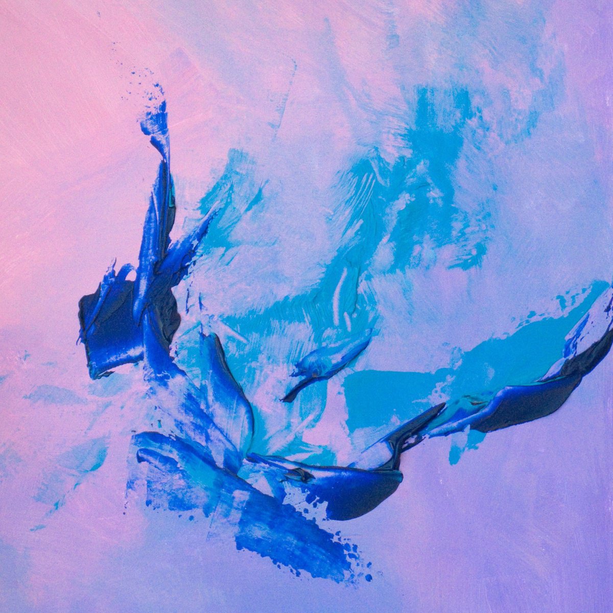 Organic Abstract Oil Painting By Hal Bohner, 8 X 8, Alizarin And Ultra #3, Original Artwork