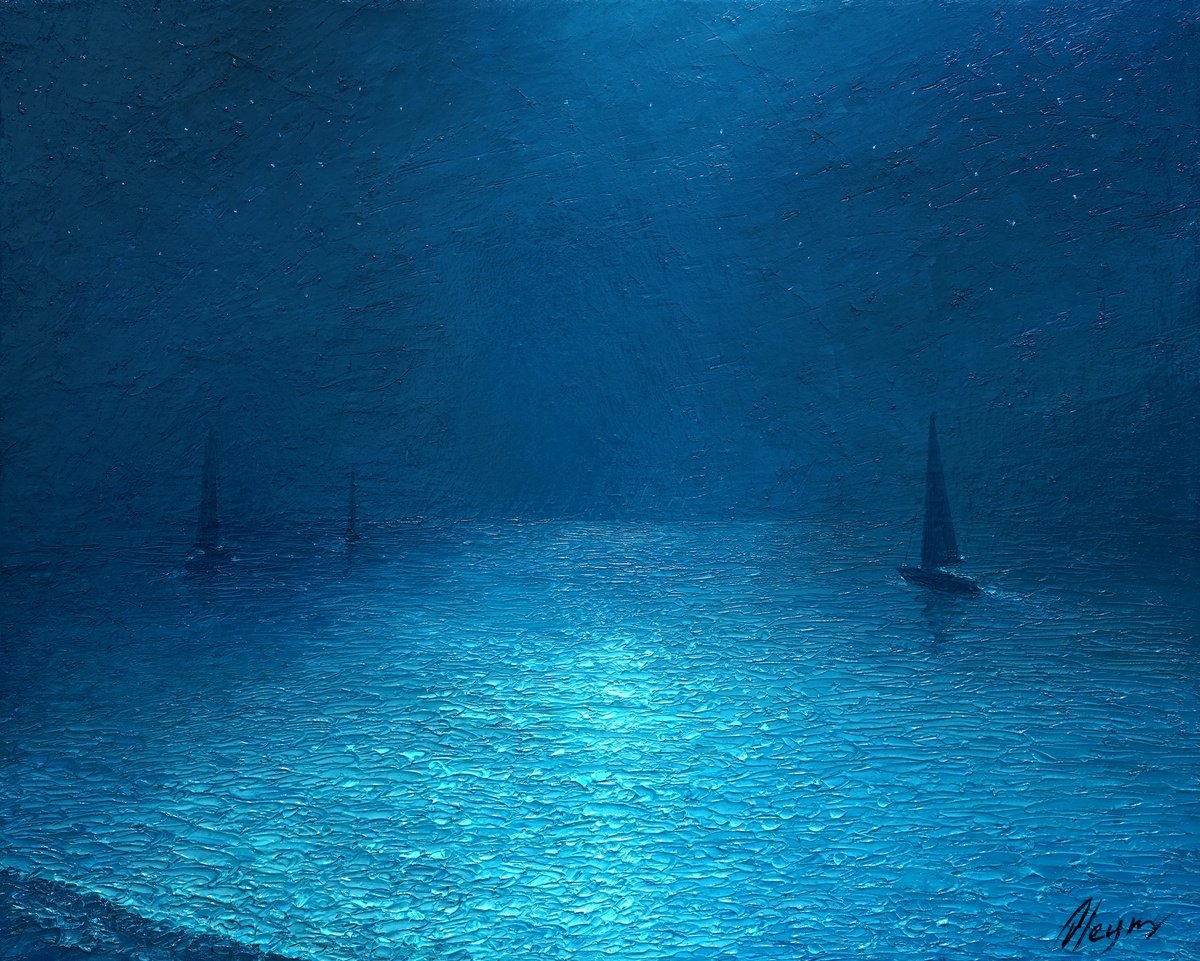 Impressionistic Landscape Oil Painting By Dmitry Oleyn, 20 X 16, Wonderful Night, Original Artwork