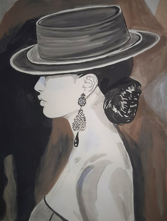 Woman with a hat / 70 x 52 cm