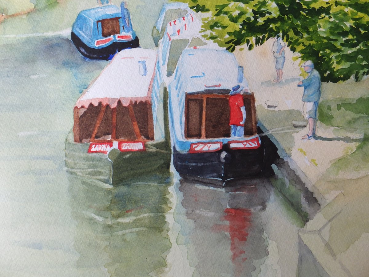 Barges gathering on Basingstoke Canal by David Harmer