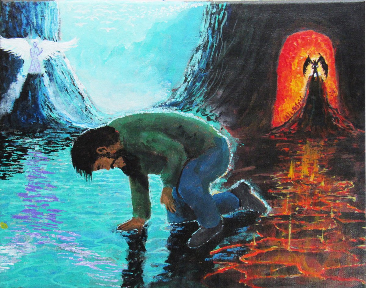 Impressionistic Portrait Acrylic Painting By William F. Adams, 14 X 11", Rock Bottom Is A Firm Foundation!, Original Artwork