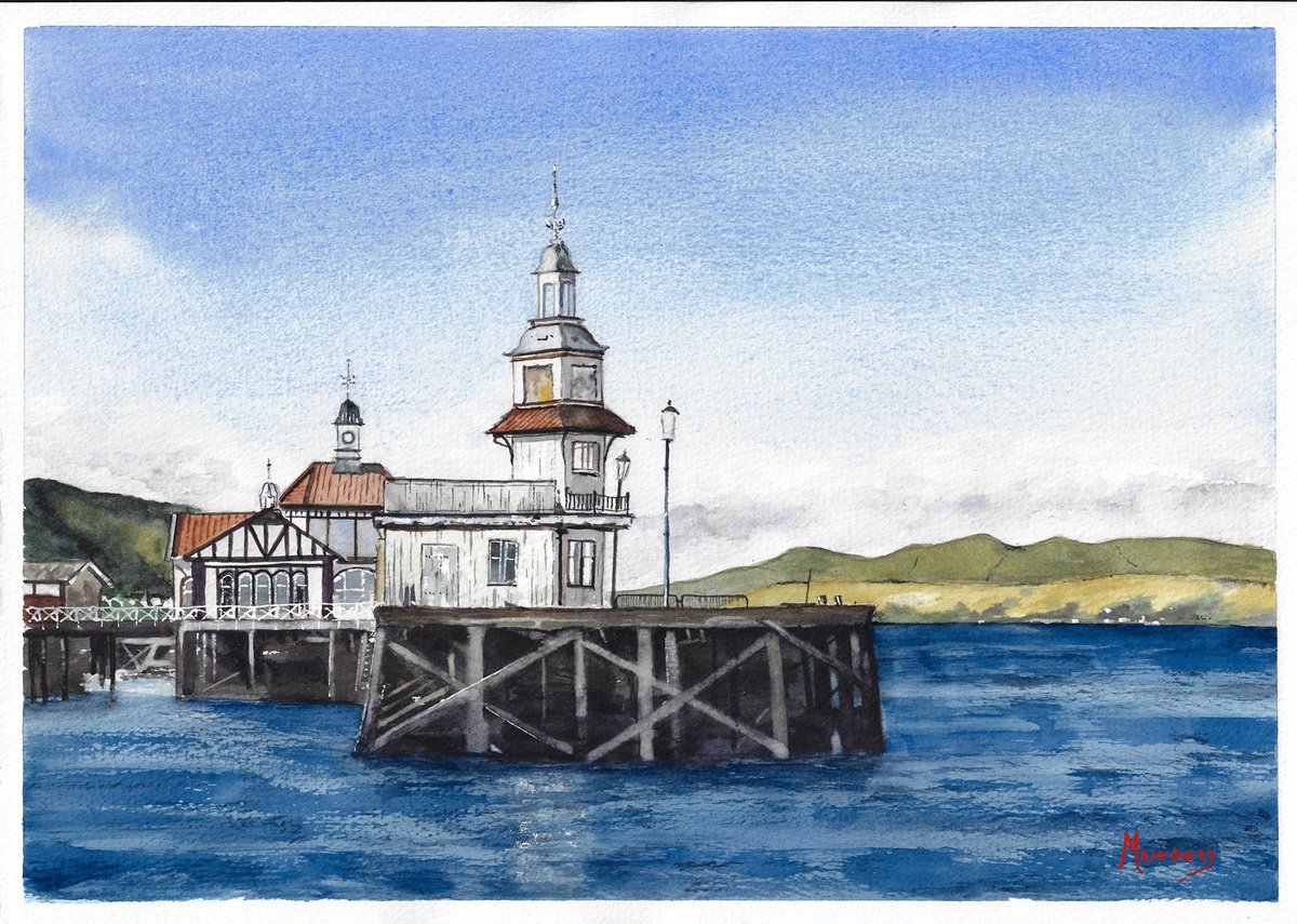 Dunoon Pier Scottish Landscape Watercolour Painting by Stephen Murray