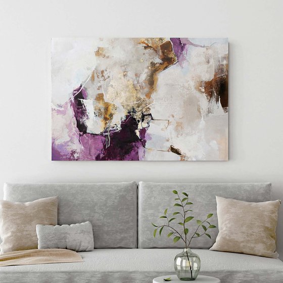 "Pink Avalanche 3" Purple gold abstract art