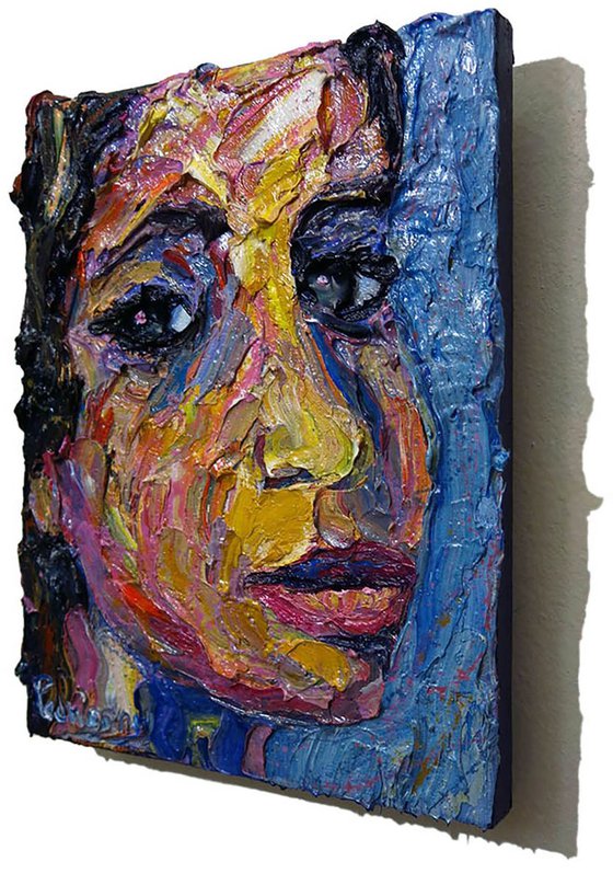 Original Oil Painting Abstract Face Portrait Expressionism Art Deco