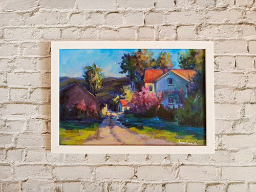 Framed and ready to hang Countryside landscape by Anastasia Art Line