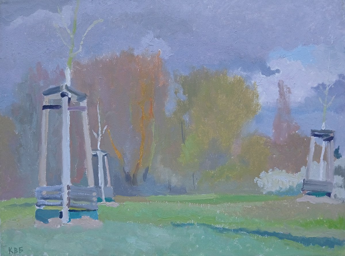 Impressionistic Landscape Oil Painting By Vasyl Koval, 16 X 12", Spring, Original Artwork