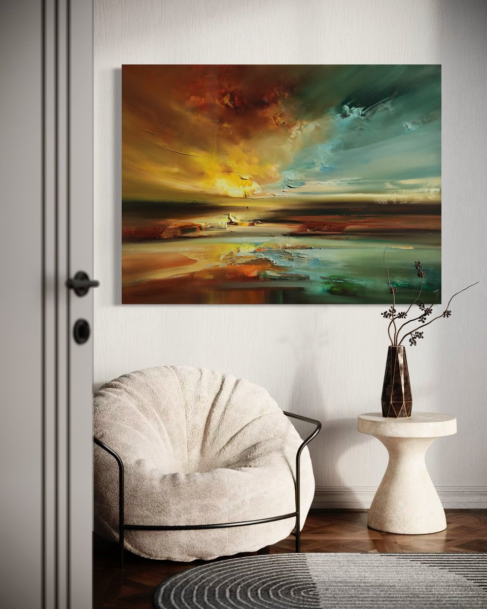 Impressionistic Landscape Oil Painting By Beata Belanszky Demko, 47 X 35, I