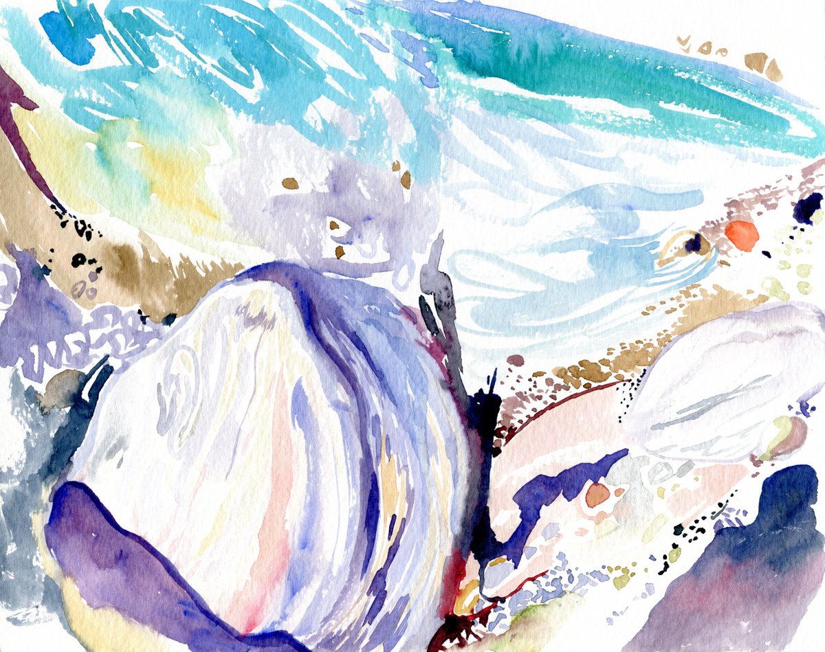 Impressionistic Landscape Watercolour By Daria Galinski, 9 X 7, The White Stone, Original Artwork