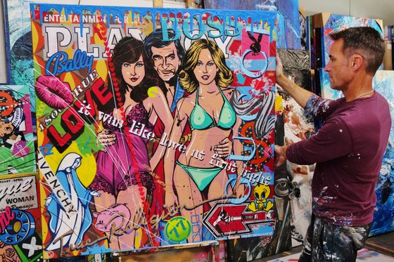 Bunnies 120cm x 120cm Hugh Hefner Urban Pop Art