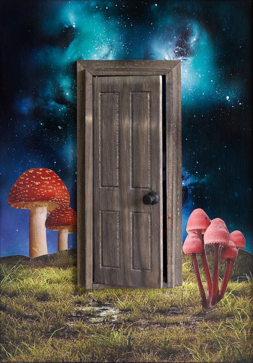 Abstract Collage By Lysergic, 8 X 12", Open The Door, Original Artwork