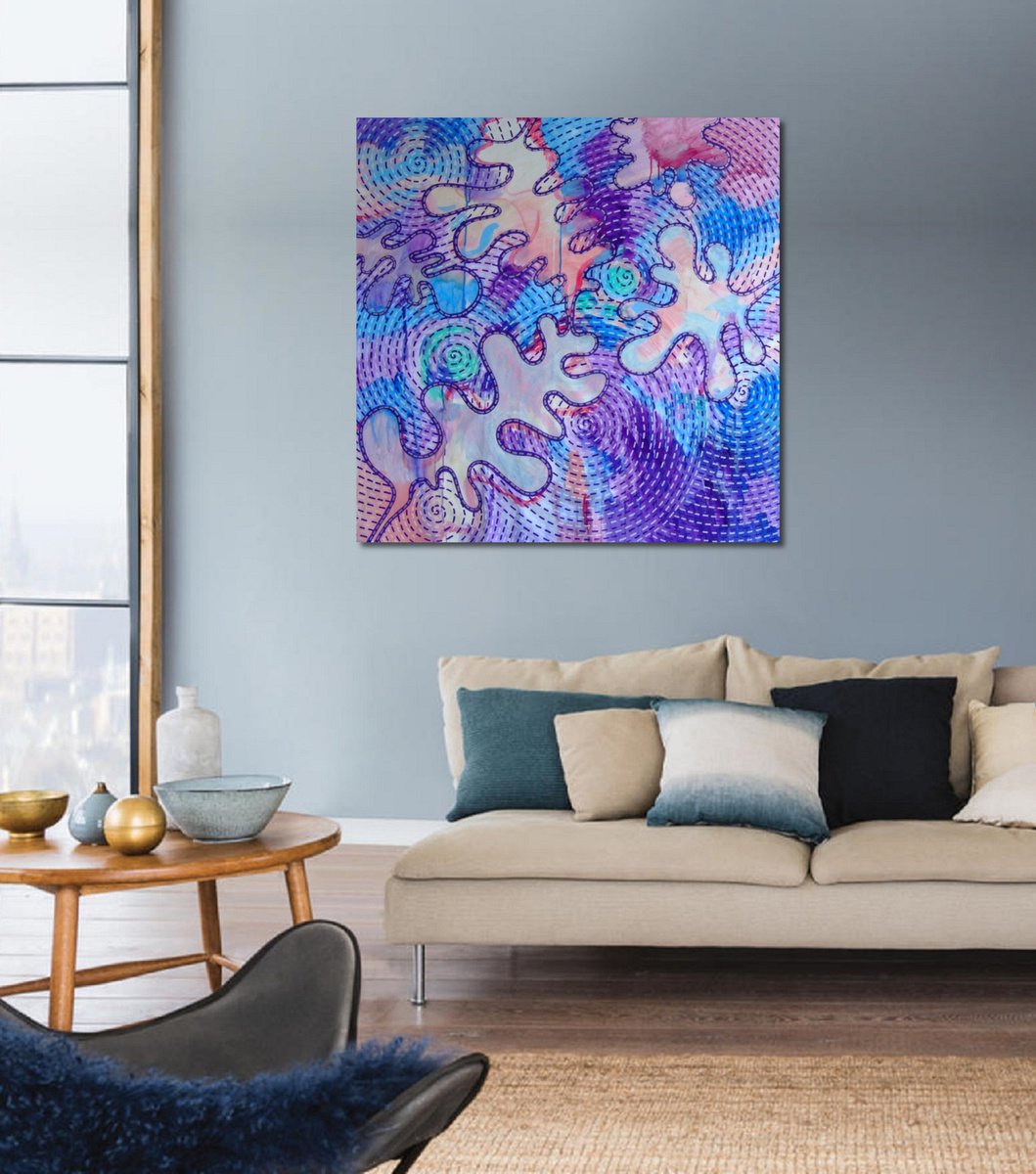 Violet Garden #2  - Extra Large Painting - Shipping Rolled in a Tube by Marina Krylova