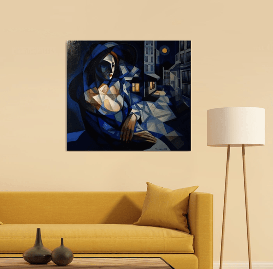 Night(90x80cm,  oil painting, ready to hang)