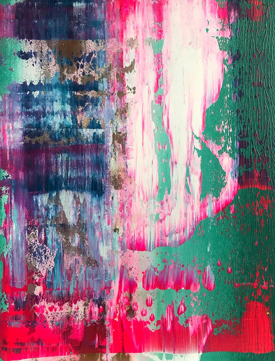 Impressionistic Abstract Acrylic Painting By Olga Melezhik, 24 X 31", Northern Lights, Original Artwork