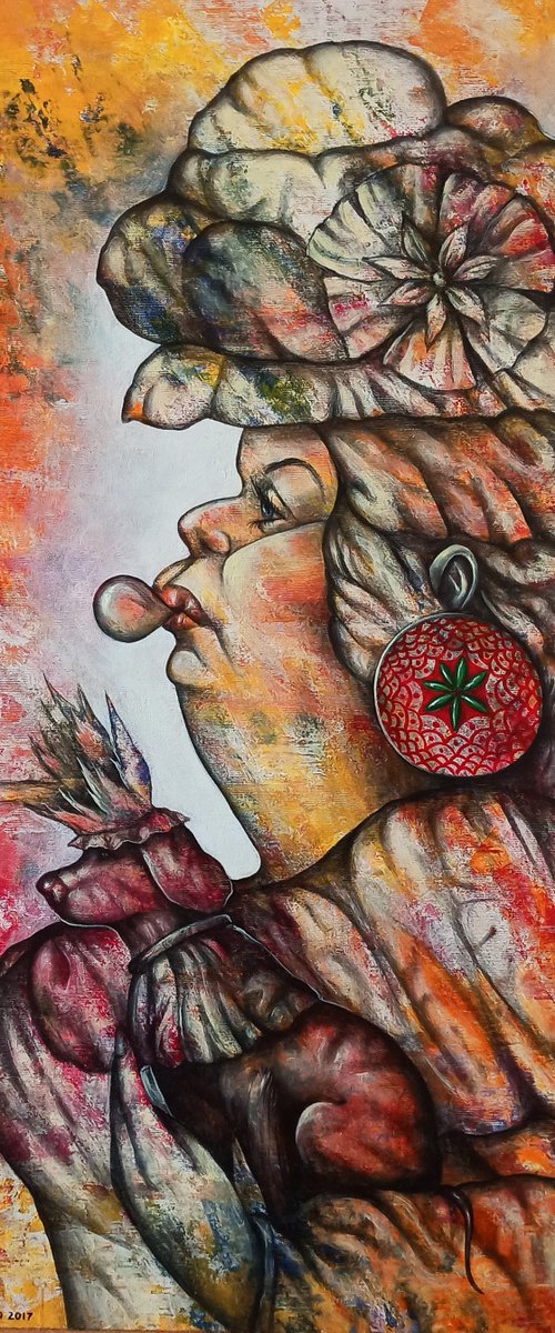 Childhood memory 37x77cm ,Acrylic/canvas, ready to hang by Aram Movsisyan