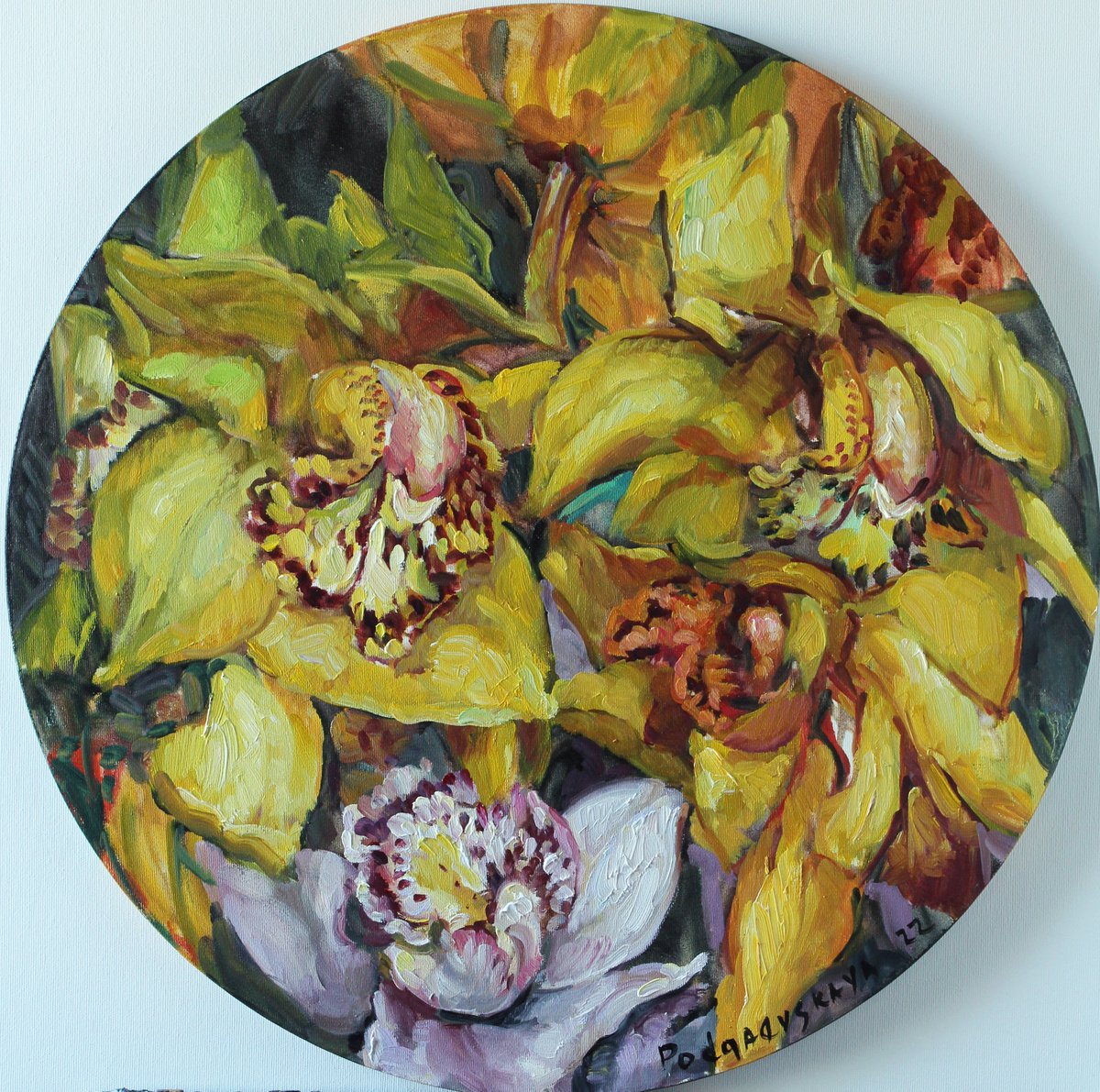 Yellow orchids in a circle by Marina Podgaevskaya